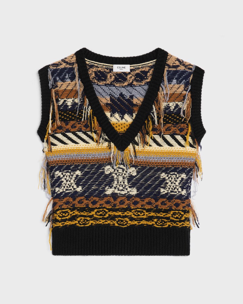 top cachemire jacquard - BROWN / GREY -  - 1 | CELINE
