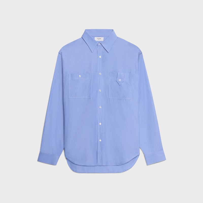 loose shirt IN cotton poplin - BLEU -  - 1 | CELINE