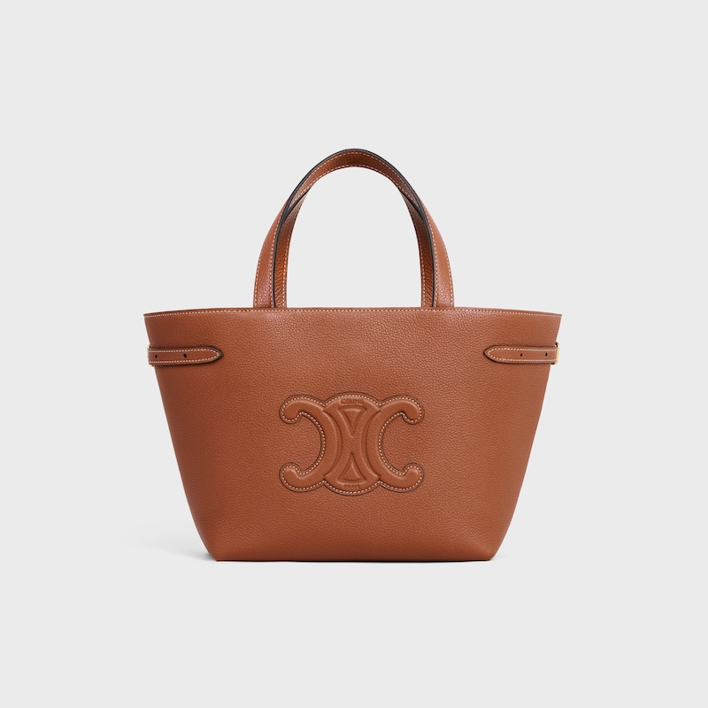 MINIBOLSO CABAS ANA&Iuml;S DE PIEL TRIOMPHE Y PIEL DE BECERRO CON TEXTURA GRANULADA - TOSTADO - BOLSOS CON ASA SUPERIOR - 1 | CELINE