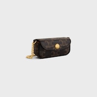 LIPSTICK CASE ON CHAIN IN TRIOMPHE CANVAS - BLACK / TAN - LIFESTYLE - 2 | CELINE