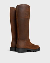 MARGARET - HIGH BOOT IN WAXED SUEDE CALFSKIN - DARK BROWN -  - 2 | CELINE