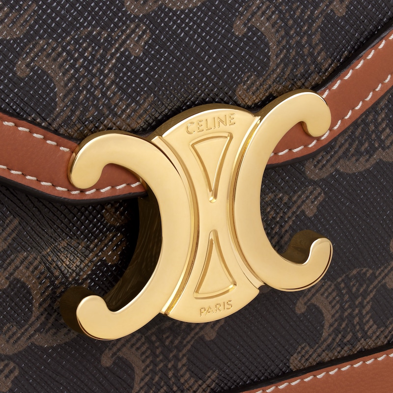 WALLET ON CHAIN MARGO IN TRIOMPHE CANVAS and calfskin - TAN - ESSENTIAL GIFTS - 1 | CELINE