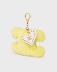 TRIOMPHE pom-pom Charm IN Shearling & Calfskin - JAUNE/BLANC - CHARMS AND ACCESSORIES - 2 | CELINE