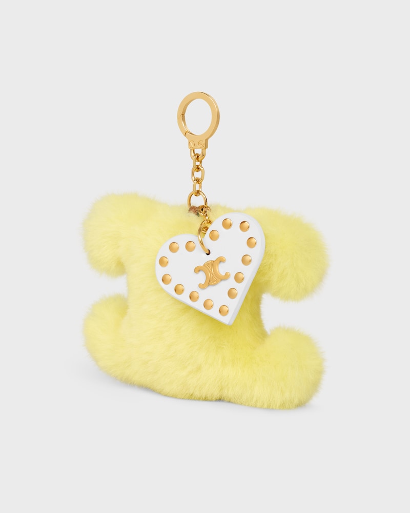 TRIOMPHE pom-pom Charm IN Shearling & Calfskin - JAUNE/BLANC - CHARMS AND ACCESSORIES - 1 | CELINE