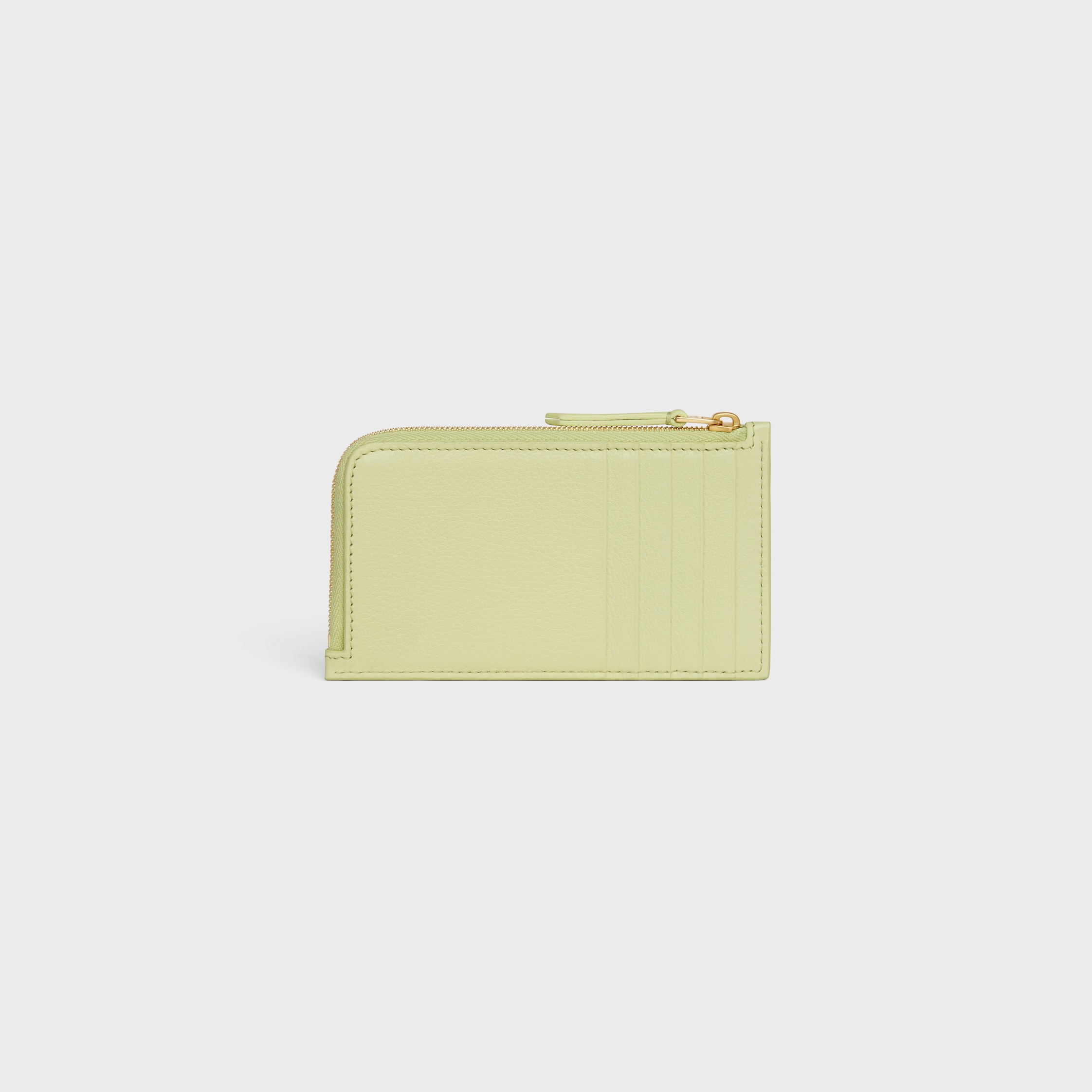 LONG ZIPPED CARD HOLDER IN SUPPLE GRAINED CALFSKIN - SOFT LIME