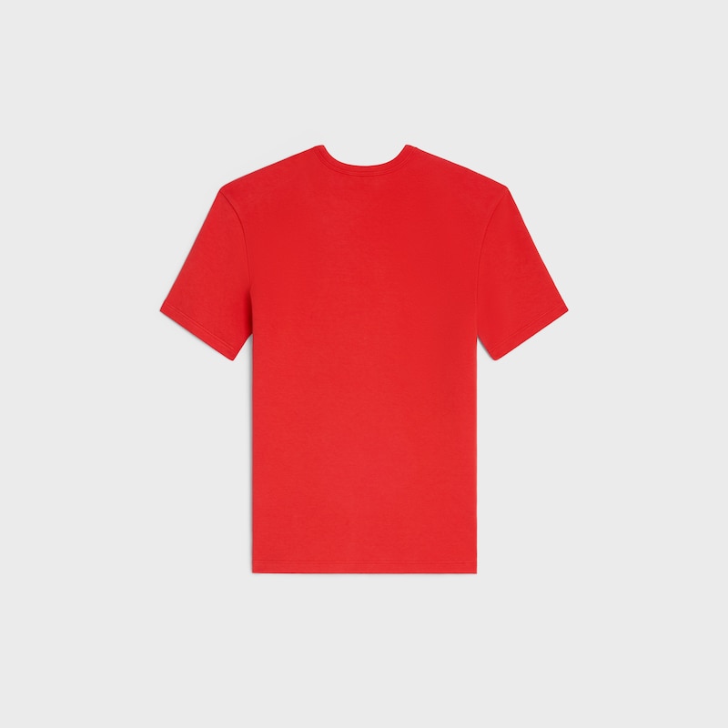 t-shirt triomphe jersey coton côtelé - RED CYCLIST/OFF WHITE -  - 1 | CELINE