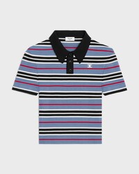 polo cropped coton rayé - DENIM/NOIR/BLANC -  - 1 | CELINE
