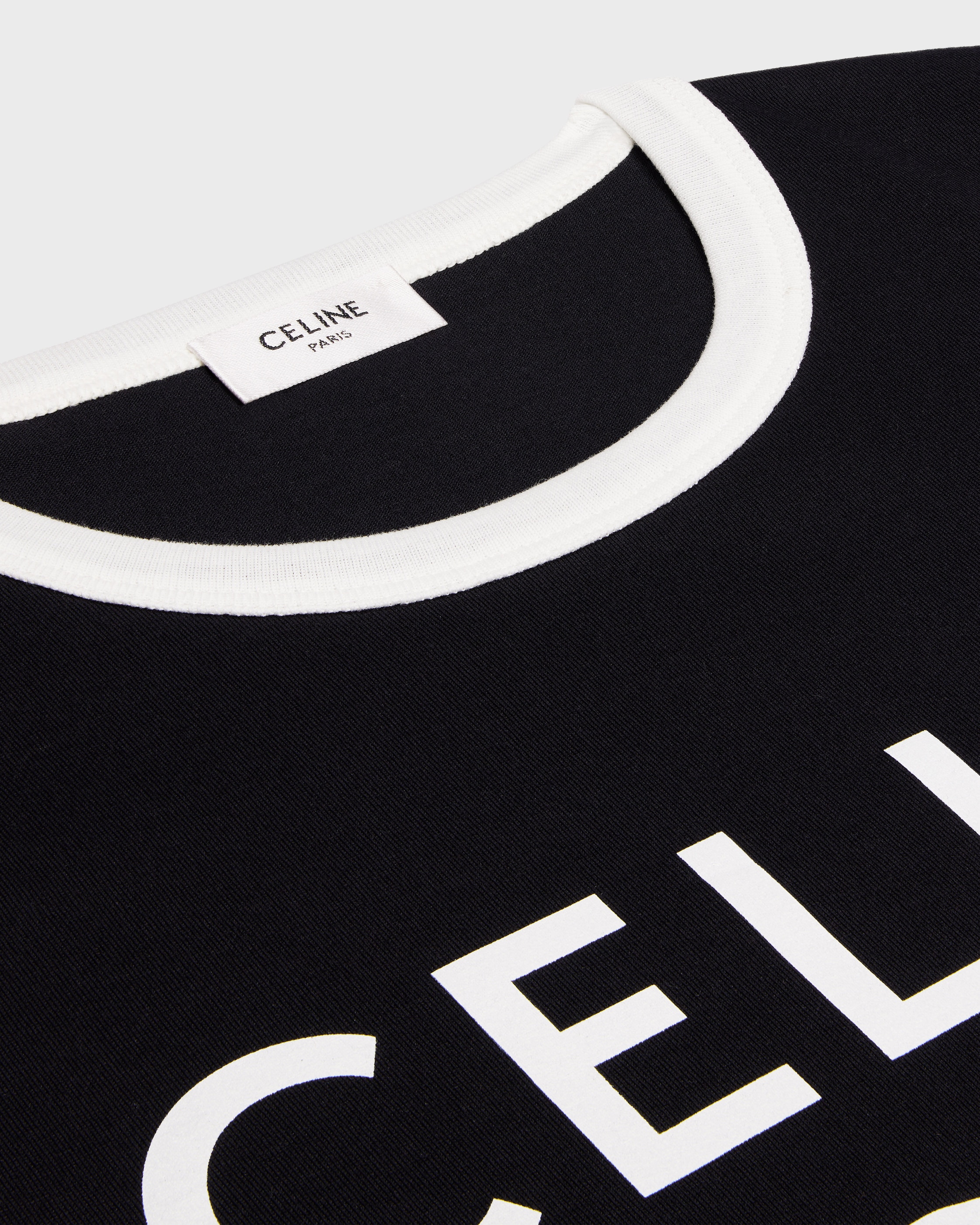 CELINE PARIS T-SHIRT IN COTTON JERSEY - BLACK / WHITE | CELINE