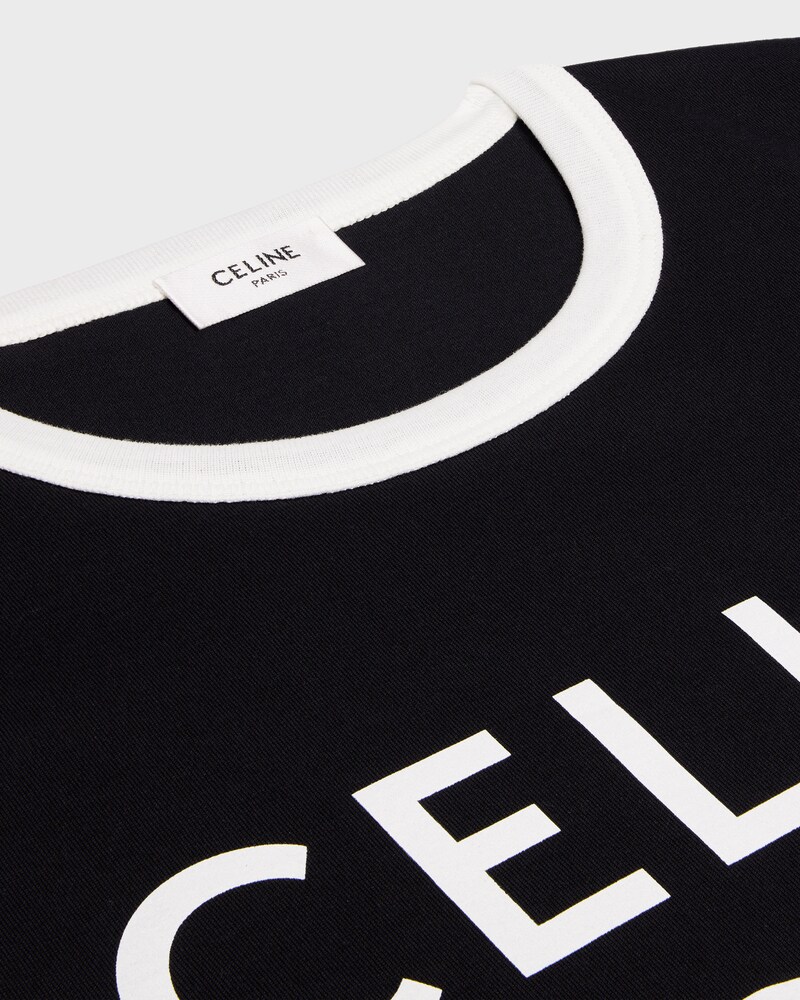 CELINE PARIS T-SHIRT IN COTTON JERSEY - BLACK / WHITE -  - 1 | CELINE