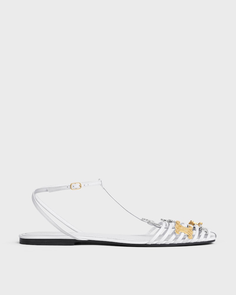 CAGE FLAT SANDAL IN GOATSKIN - WHITE -  - 1 | CELINE