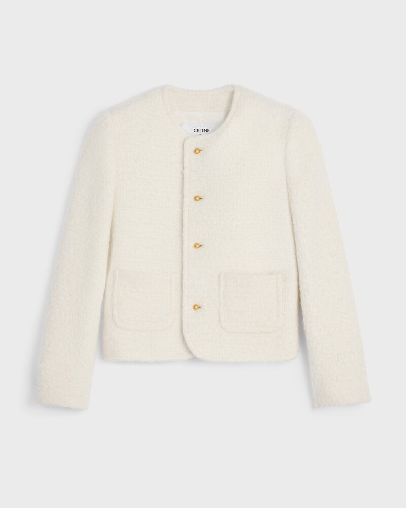 icone jacket IN cashmere and wool natté - WHITE -  - 1 | CELINE