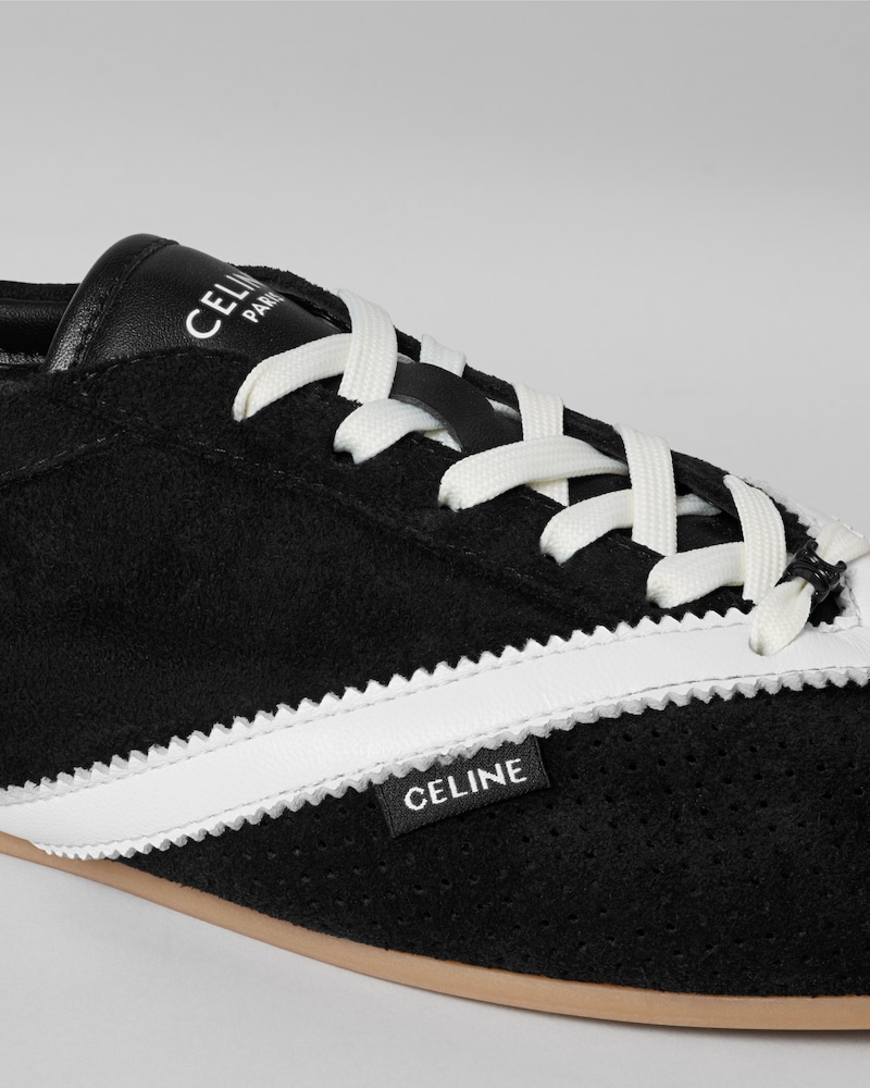 THE FLAT SNEAKER IN SUEDE CALFSKIN AND LAMBSKIN - BLACK -  - 1 | CELINE