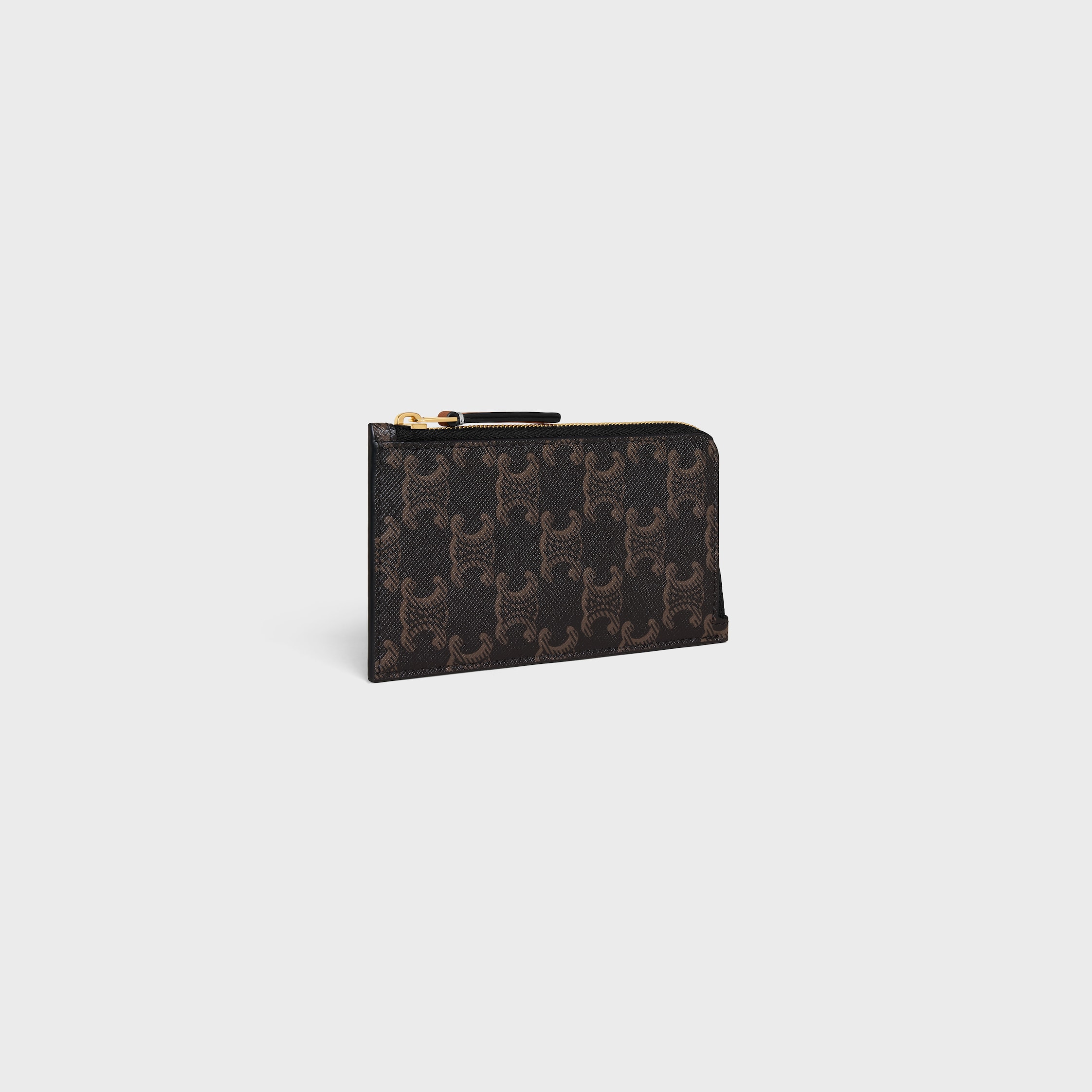 LONG ZIPPED CARD HOLDER IN Triomphe Canvas and Calfskin - TAN | CELINE