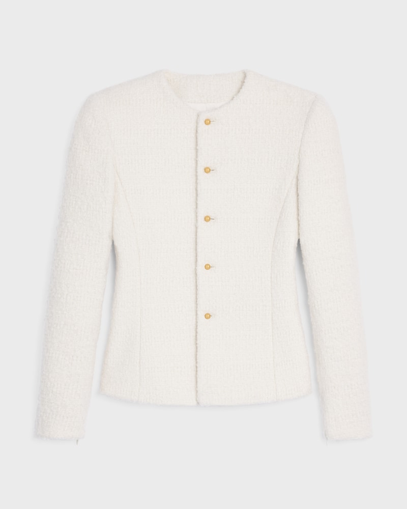 CHAQUETA DE CACHEMIRA Y LANA TRENZADA - BLANCO -  - 1 | CELINE