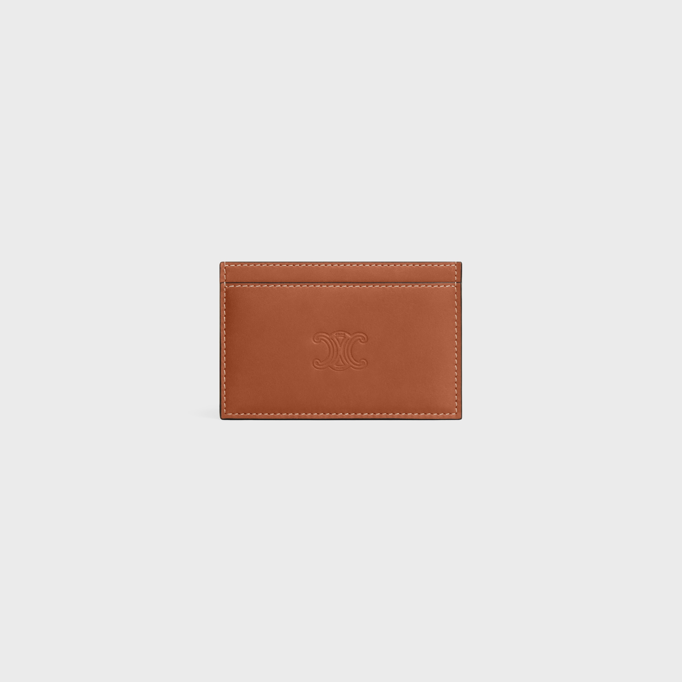 CELINE Card holder in Natural calfskin with triomphe embossed