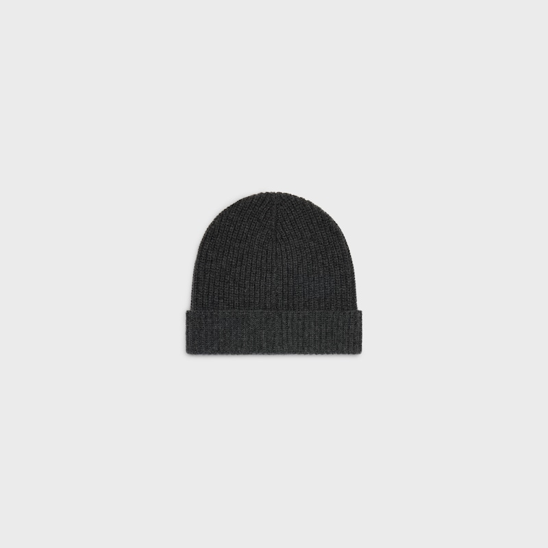 celine beanie in ribbed wool - ANTHRACITE -  - 1 | CELINE