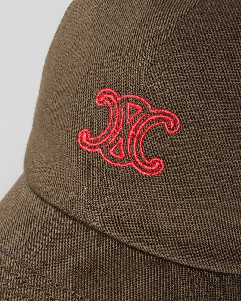 triomphe richelieu cap IN light cotton twill - BROWN -  - 1 | CELINE