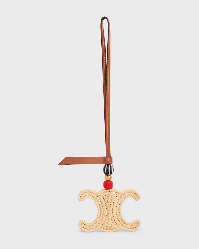 TRIOMPHE ANHÄNGER AUS BAST UND NATURBELASSENEM KALBSLEDER - NATUR / TAN - ACCESSOIRES - 1 | CELINE