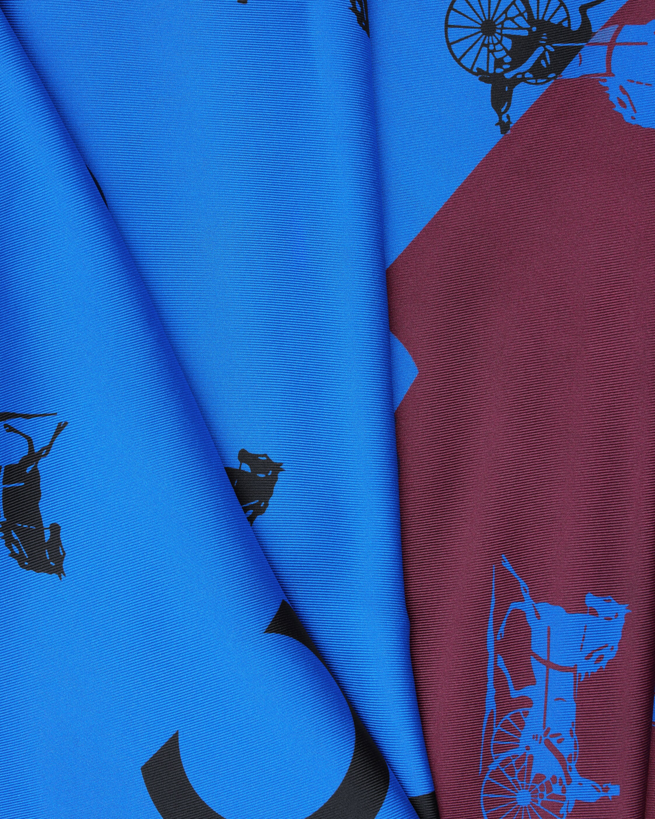 C CALÈCHE SPLIT FOULARD 90 - BURGUNDY / BLUE | CELINE