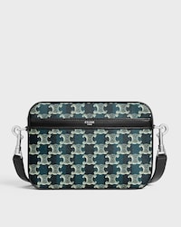 MESSENGER PEQUENA EM TRIOMPHE CANVAS LISTRADO E COURO DE BEZERRO - PRETO/AZUL-MARINHO - BOLSAS DE NEGÓCIOS DE VIAGENS - 1 | CELINE
