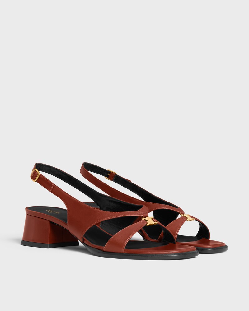 CELINE CLEMENCE TRIOMPHE SLINGBACK SANDAL IN CALFSKIN - RUST -  - 1 | CELINE