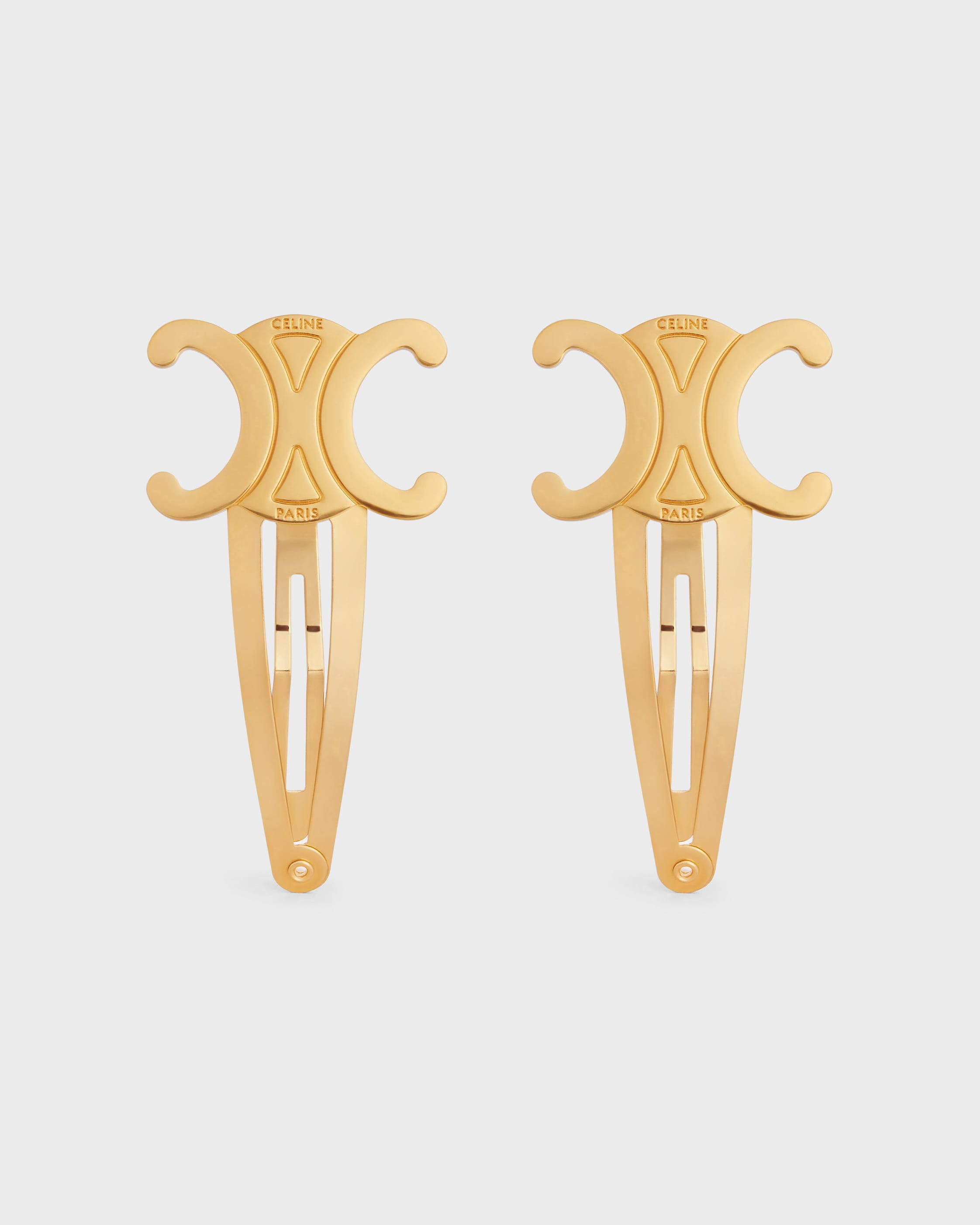 CELINE ゴールドヘアクリップ Celine Set of 2 Snap Hair Clips in Brass with Gold Finish and