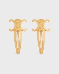 Celine Set of 2 Snap Hair Clips in Brass with Gold Finish and Steel - GOLD - HAIR ACCESSORIES - 1 | CELINE