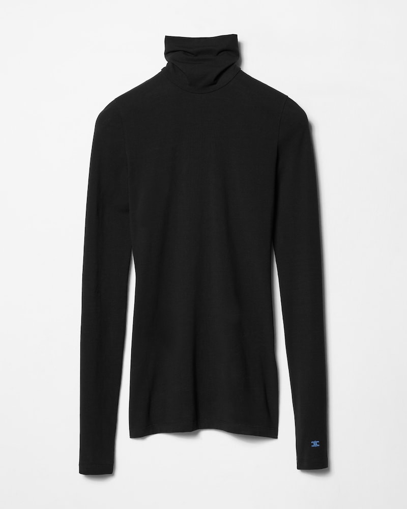 COTTON JERSEY TURTLENECK - BLACK -  - 1 | CELINE