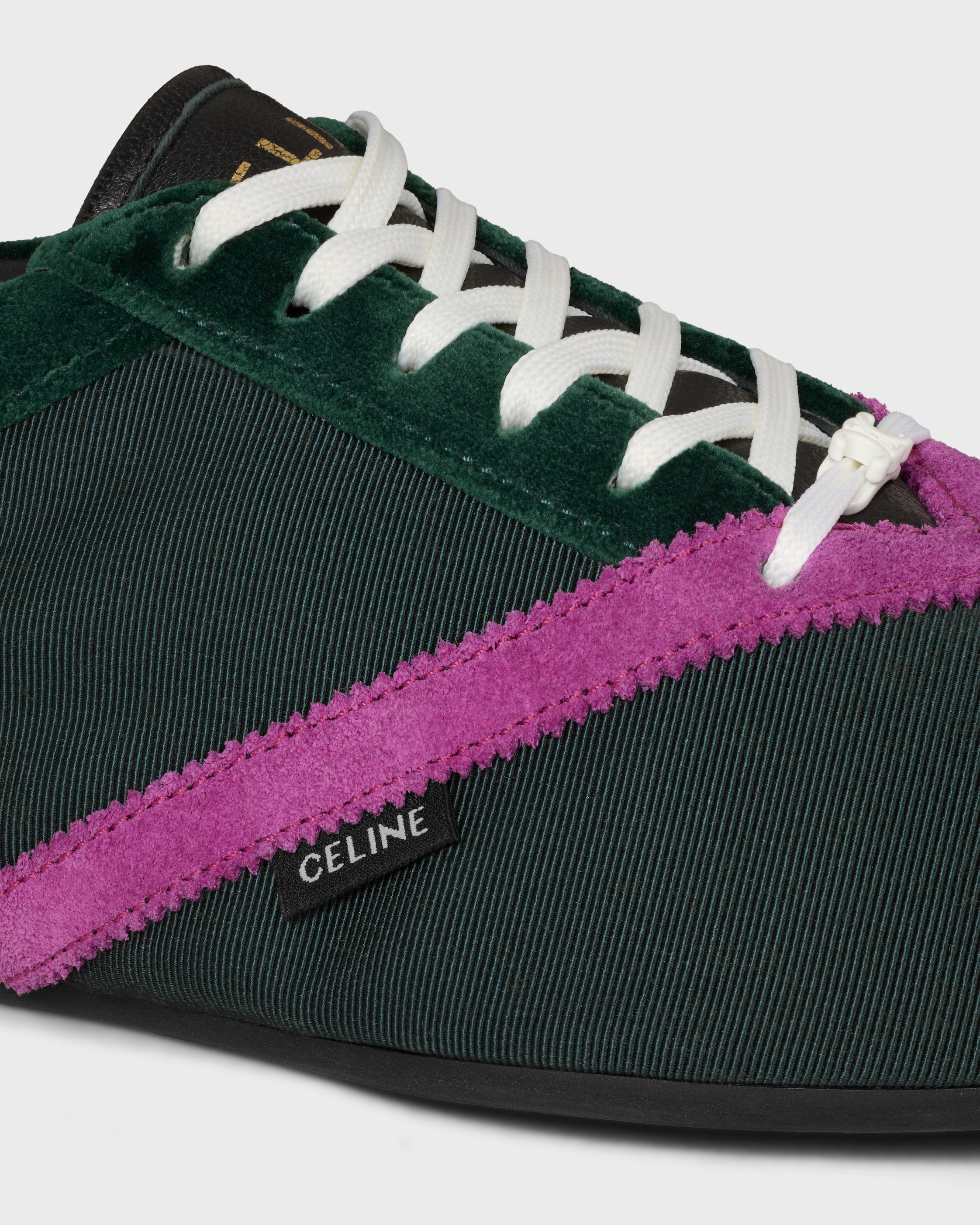 THE FLAT SNEAKER IN GROS GRAIN, VELVET, SUEDE CALFSKIN AND
