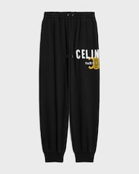 sweatpants IN cotton fleece - BLACK/WHITE/YELLOW -  - 1 | CELINE