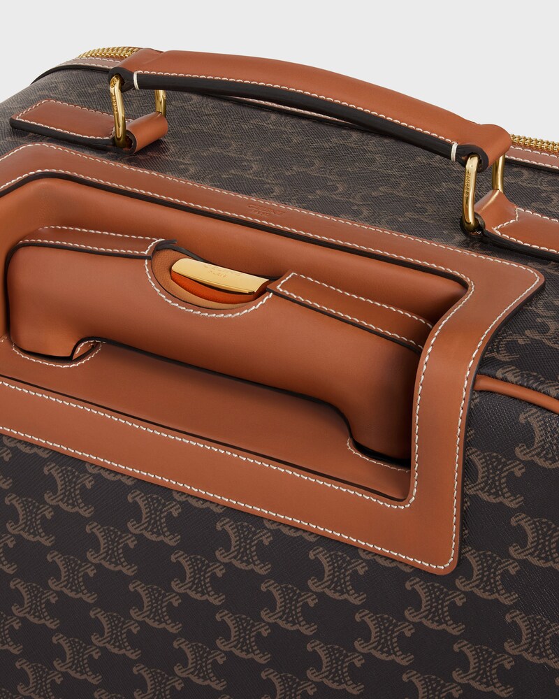 MALETA CON RUEDAS PEQUEÑA DE LONA TRIOMPHE Y PIEL DE BECERRO - TOSTADO - GIFT FINDER - 1 | CELINE