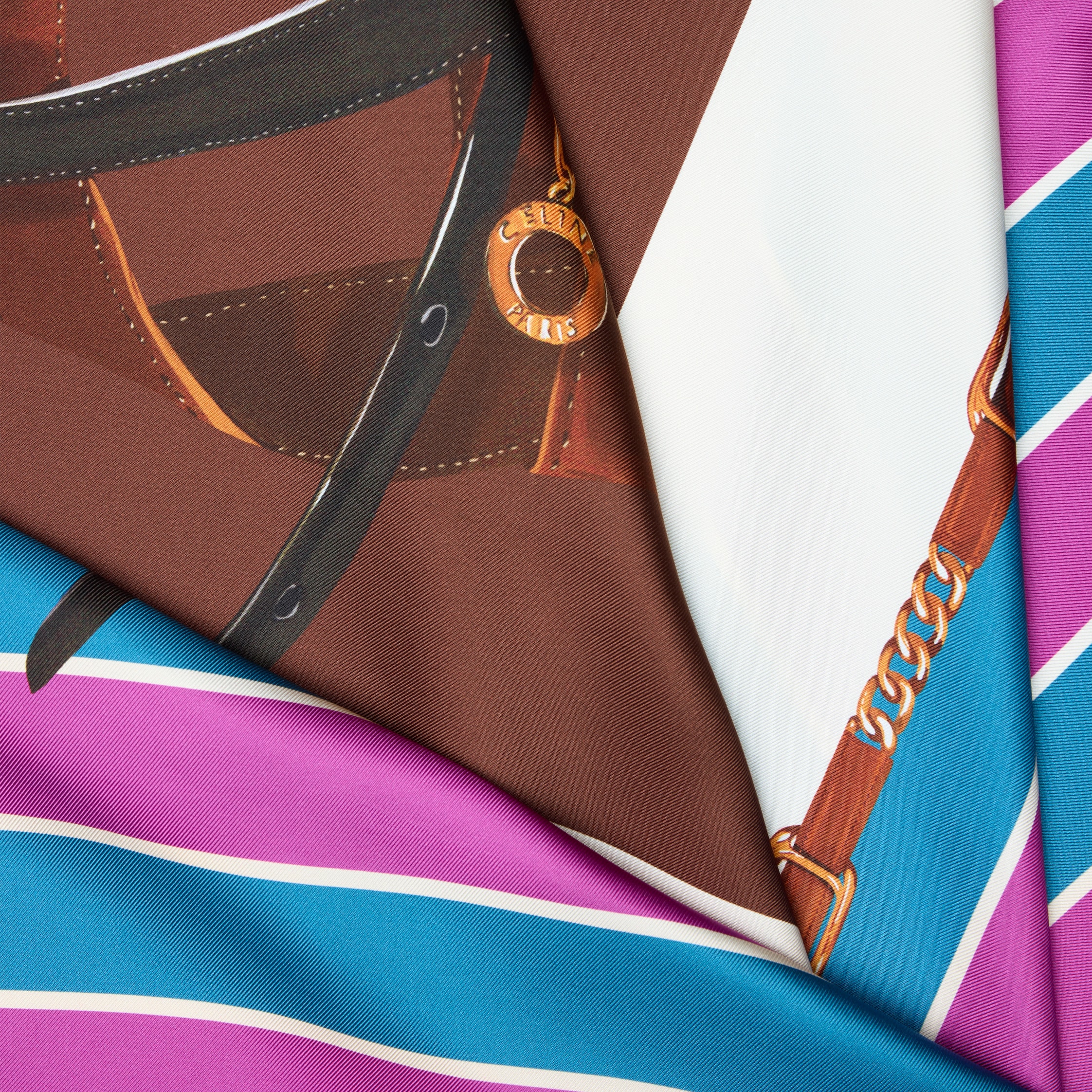 BELTS AND STRIPES FOULARD 90 - BURGUNDY/BLUE/WHITE | CELINE