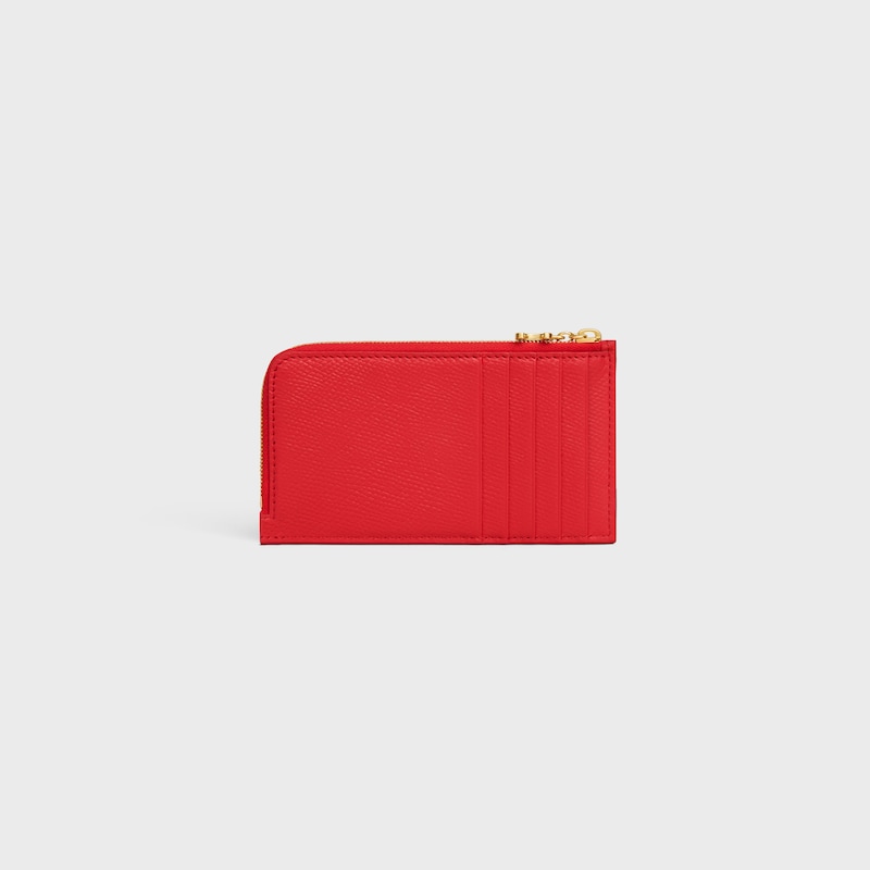 LONG ZIPPED CARD HOLDER IN GRAINED CALFSKIN - ULTRA RED - CARD HOLDERS - 1 | CELINE