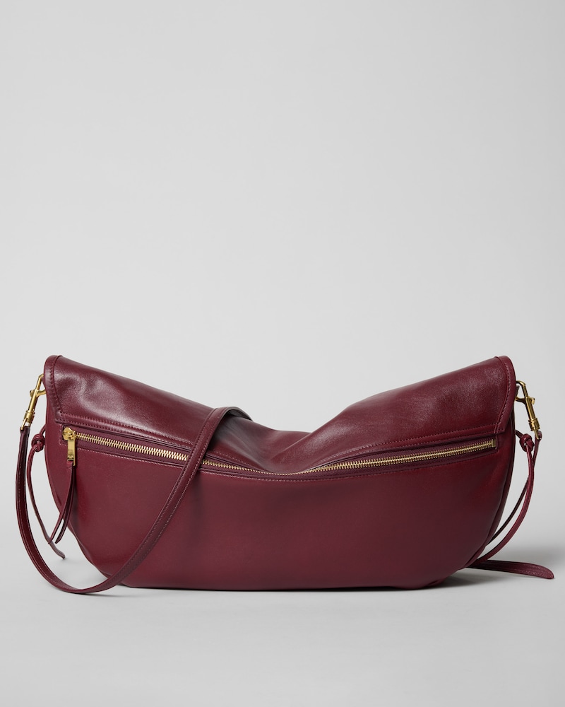 HALFMOON SOFT TRIOMPHE BAG IN SUPPLE SHINY LAMBSKIN - SYRAH - NEW - 1 | CELINE