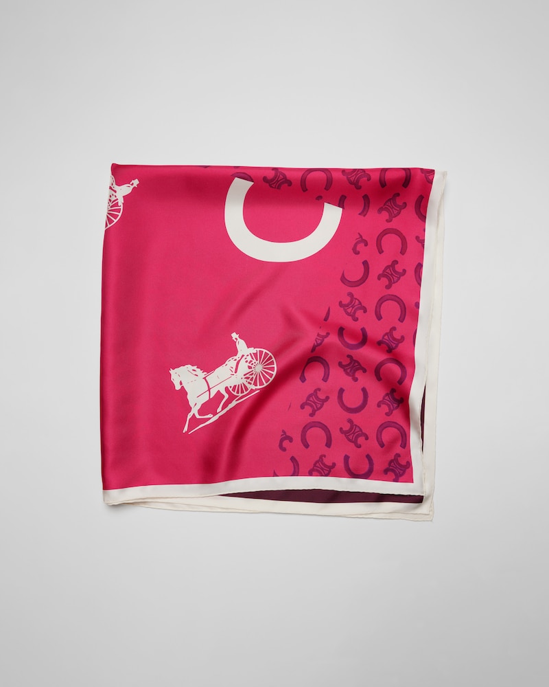 FOULARD C CALÈCHE COM APLICAÇÕES, 90 - FUSCHIA/BURGUNDY/BROWN -  - 1 | CELINE