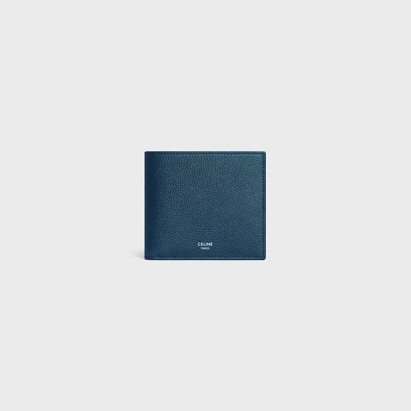Bi-fold Wallet IN GRAINED CALFSKIN - TEAL BLUE - WALLETS - 1 | CELINE