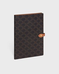MEDIUM NOTEBOOK COVER IN TRIOMPHE CANVAS AND CALFSKIN - TAN - STATIONERY - 2 | CELINE