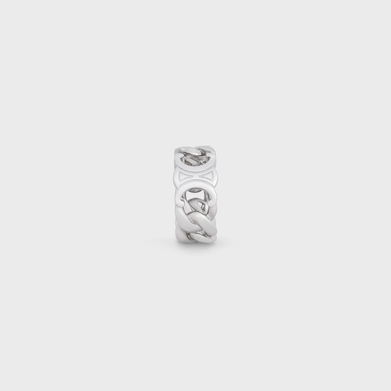 Triomphe Gourmette Ring in Brass with Rhodium Finish - SILVER -  - 1 | CELINE