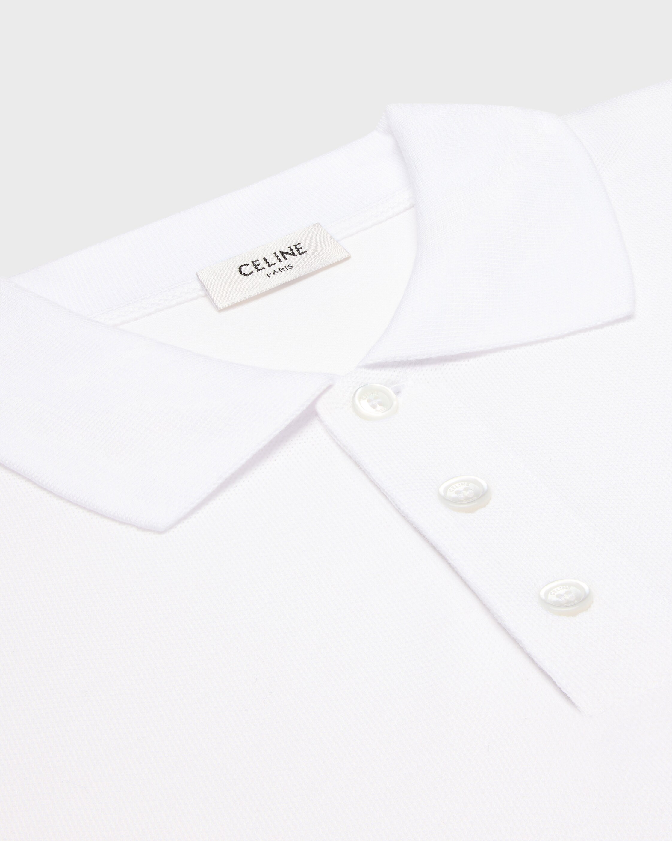 polo shirt IN PIQUE COTTON JERSEY - OFF WHITE / ROUGE CERISE | CELINE