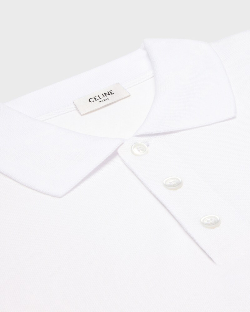 polo shirt IN PIQUE COTTON JERSEY - OFF WHITE / ROUGE CERISE -  - 1 | CELINE