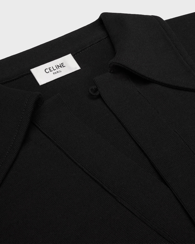 มินิเดรสโปโล ผ้าคอตตอนถักลาย - สีดำ / สีขาว -  - 1 | CELINE
