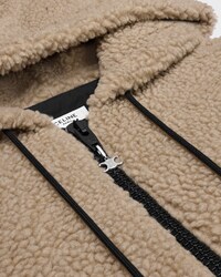hooded jacket IN WOOL AND COTTON FLEECE - BEIGE / BLACK -  - 2 | CELINE