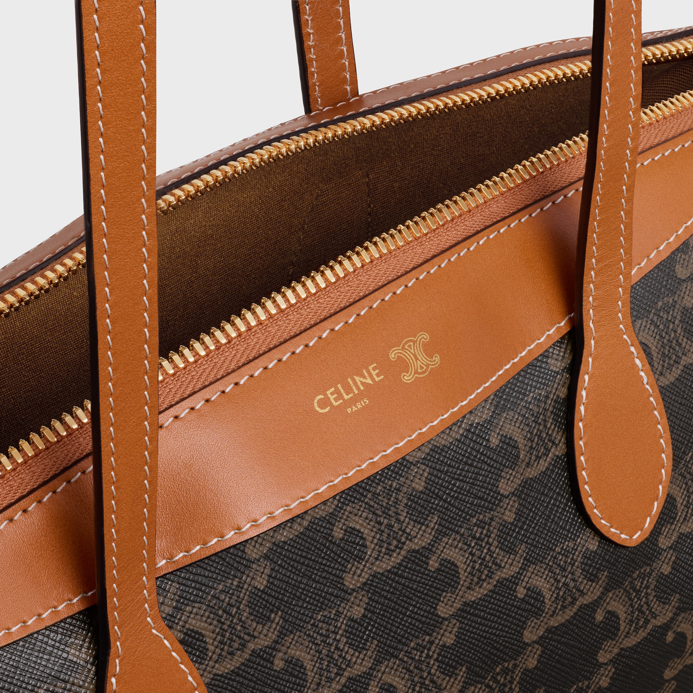 SMALL DUFFLE BAG IN TRIOMPHE CANVAS AND NATURAL CALFSKIN - MIEL