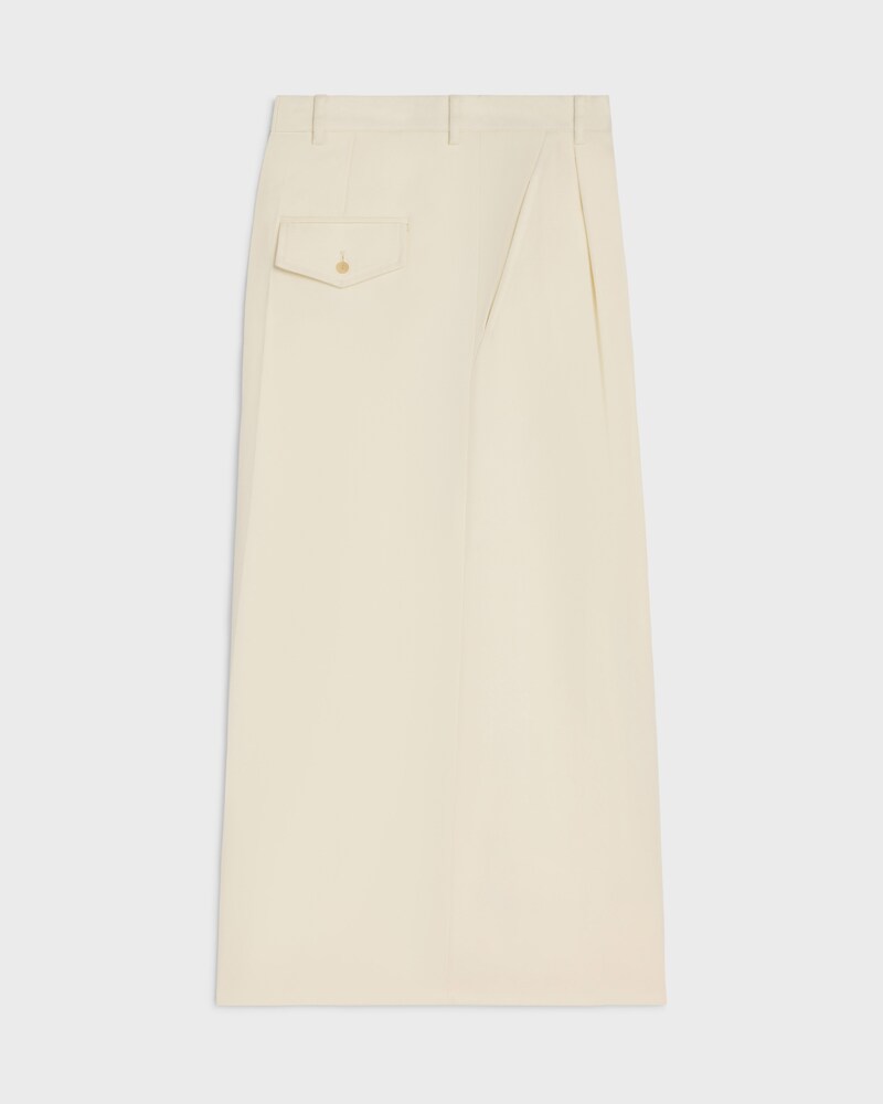 montauk cropped trousers IN DIAGONAL WOOL - IVORY -  - 1 | CELINE
