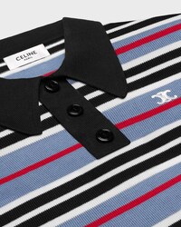 polo cropped coton rayé - DENIM/NOIR/BLANC -  - 2 | CELINE