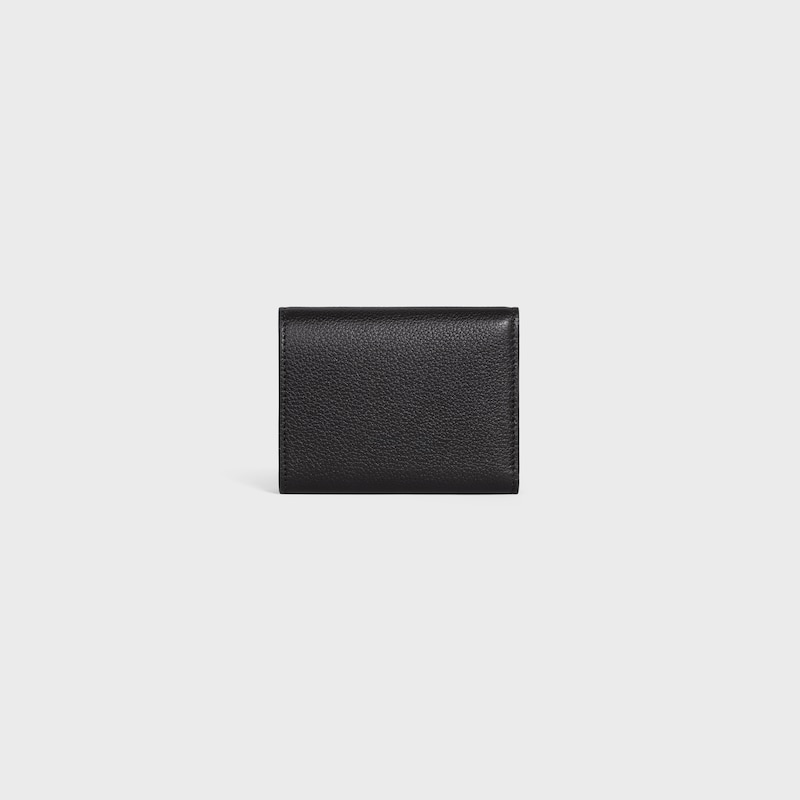 FINE WALLET TRIOMPHE STAMP IN SUPPLE GRAINED CALFSKIN - BLACK / ULTRA BLUE - WALLETS - 1 | CELINE