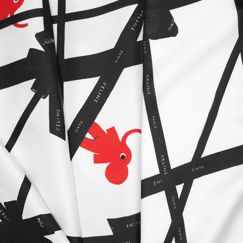 square IN ELEPHANT SILK TWILL - OPTIC WHITE/RED/BLACK -  - 1 | CELINE