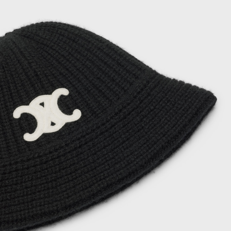Triomphe cloche beanie in cashmere - BLACK -  - 1 | CELINE