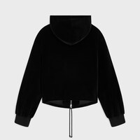 zipped hoodie IN velvet jersey - BLACK / WHITE -  - 2 | CELINE