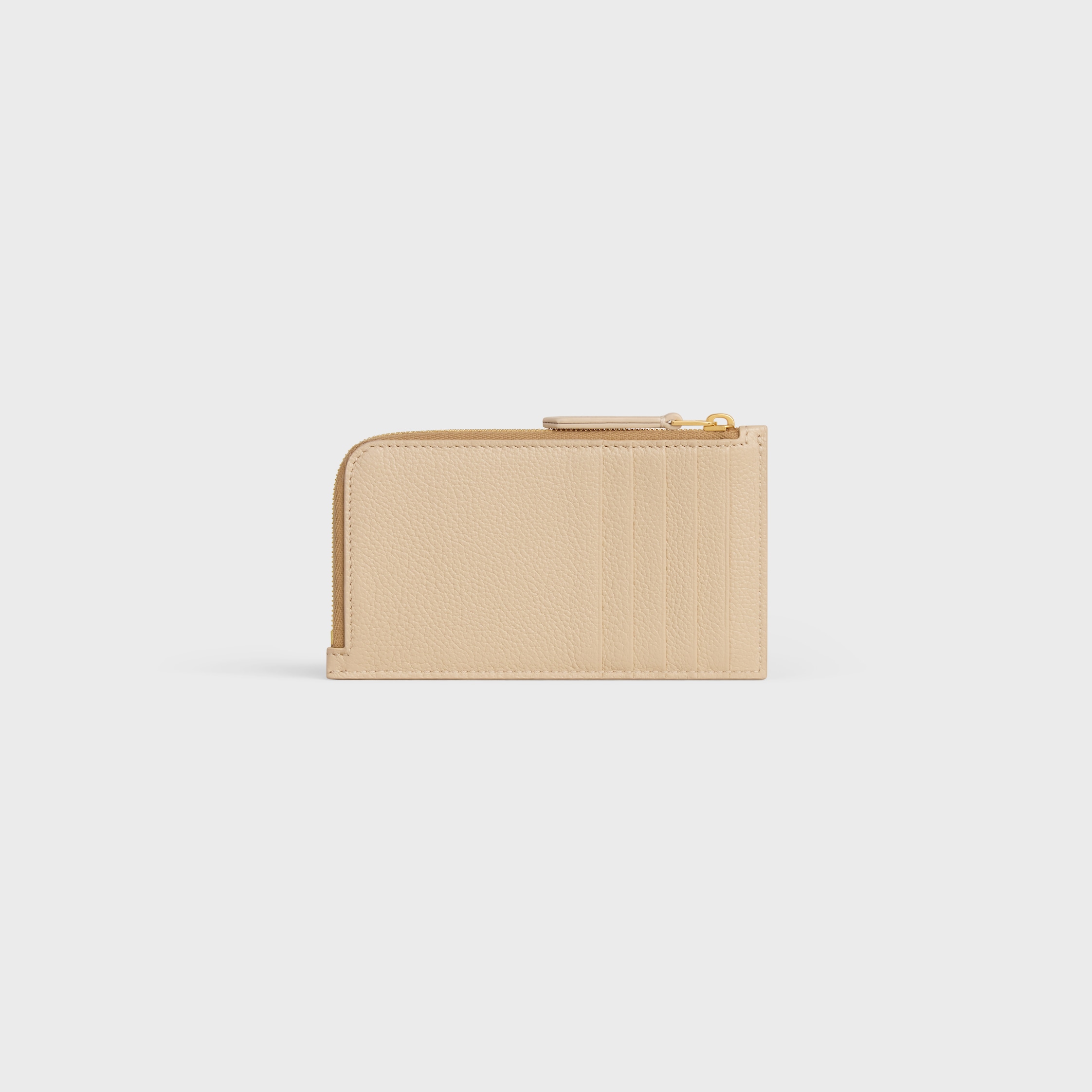 LONG ZIPPED CARD HOLDER IN GRAINED SUPPLE CALFSKIN - DEEP IVORY